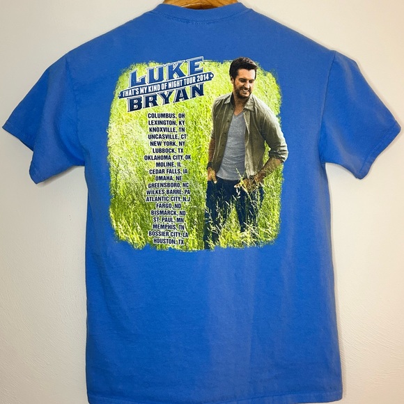 Luke Bryan - That's My Kind Of Night Tour 2014 Adult Medium Gildan T Shirt Blue - Picture 2 of 8